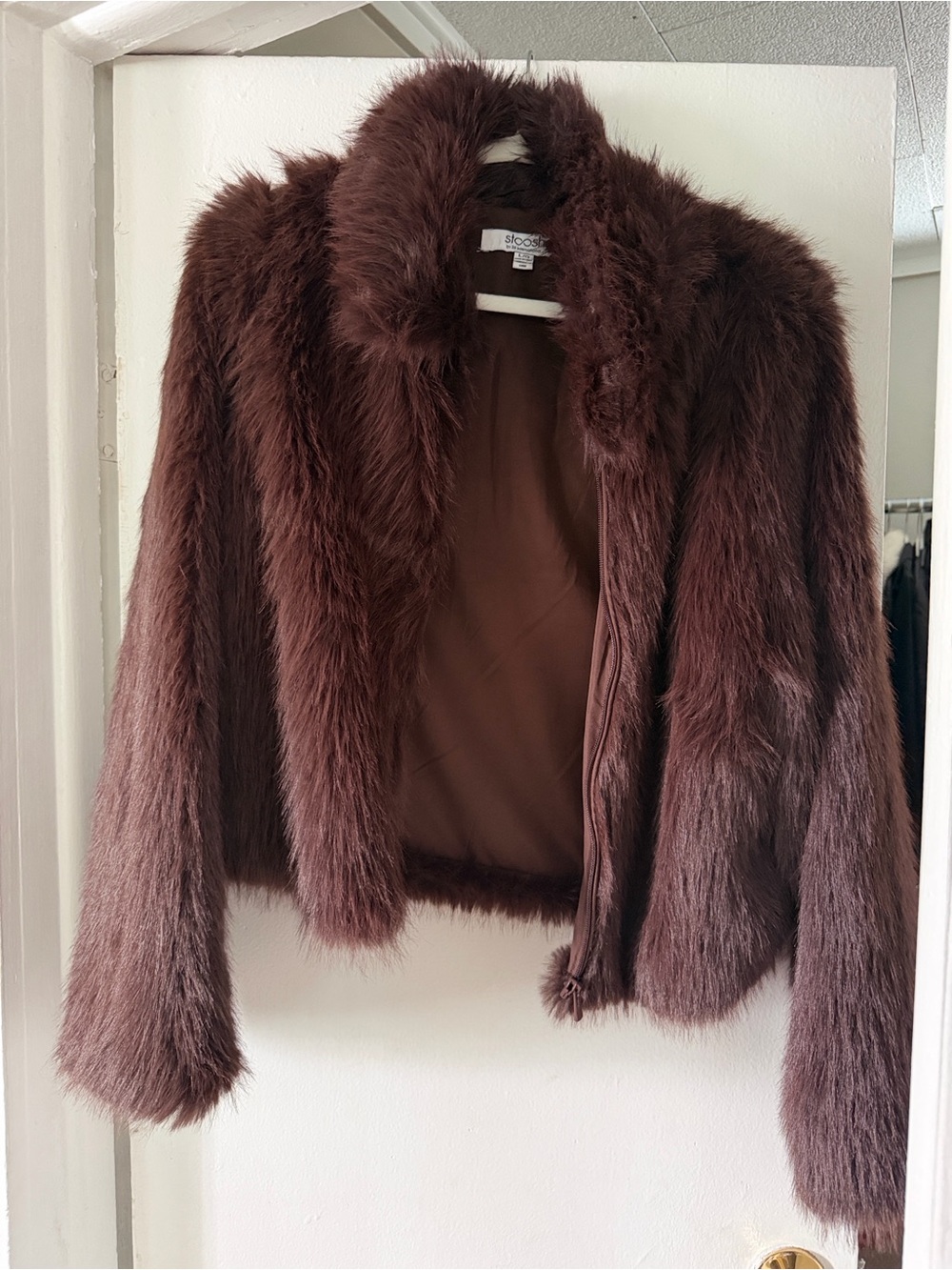 Women's Faux Fur Jacket in Chocolate Brown